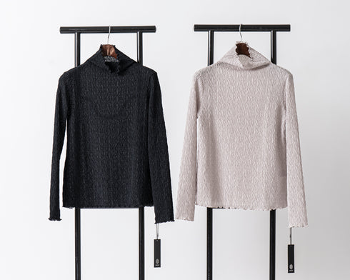 絞り編みジャージプルオーバー