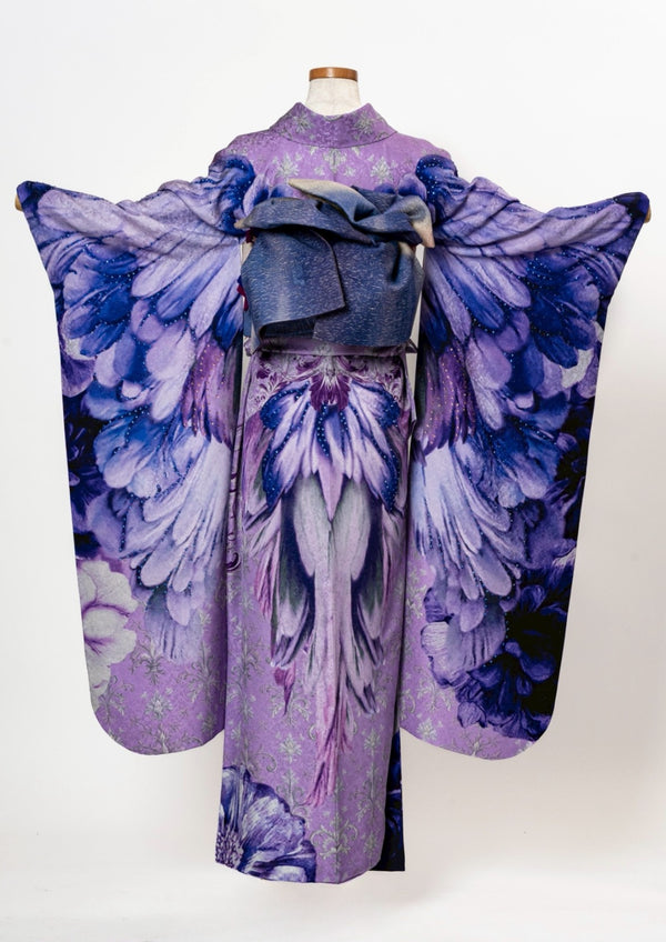 2027年1月成人式【振袖】妖精 ブルー ×【袋帯】彩雲 夜