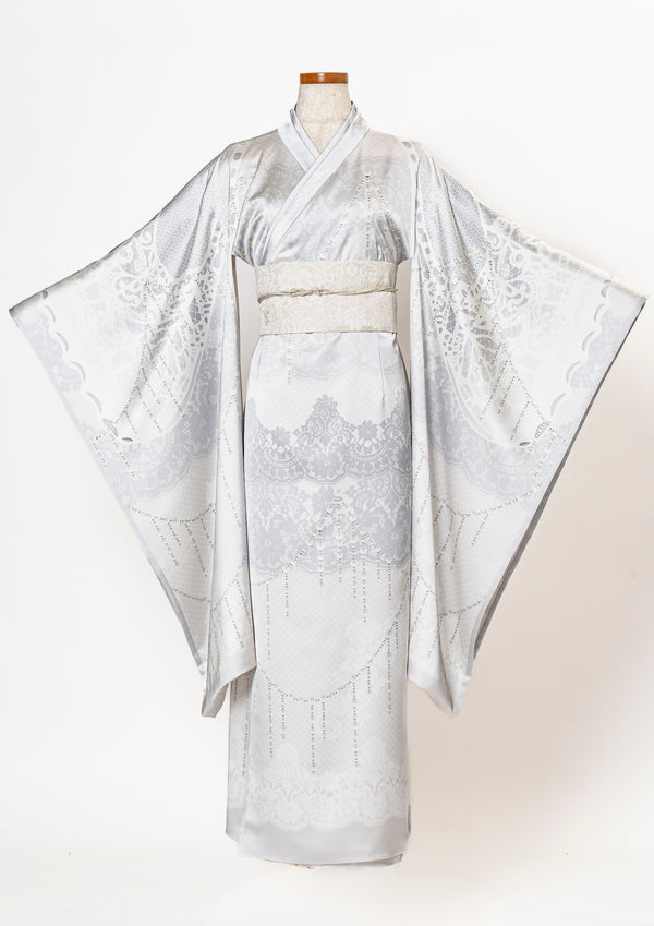 【振袖ドレス】蝶 ホワイトレース